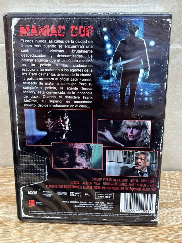 MANIAC COP DVD NUEVO EMBALADO  85 MINUTOS