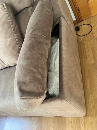 Divano Chaise Longue in Tela Beige/Marrone