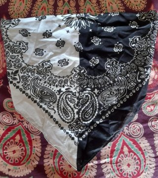 Pañuelo/Top/Bandana Diseño Dividido Blanco y Negro