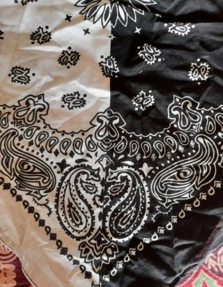 Pañuelo/Top/Bandana Diseño Dividido Blanco y Negro