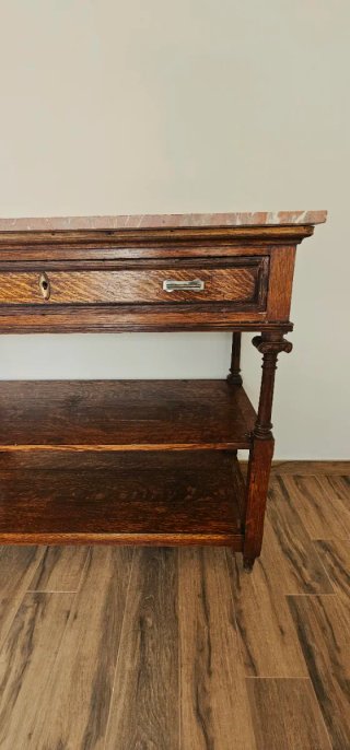 Consola de madera y mármol antigua, elegante