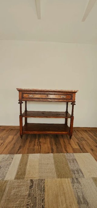 Consola de madera y mármol antigua, elegante