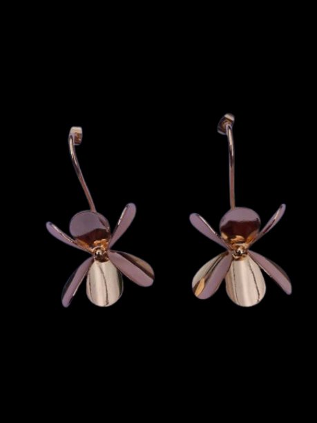 Pendientes Flor Abeja Dorados