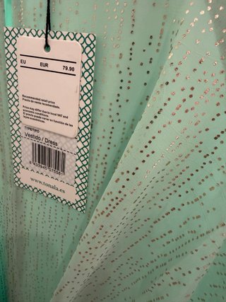 Vestido Baimih verde con detalles dorados