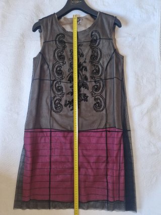 Vestido Adolfo Dominguez Marrón y Rosa