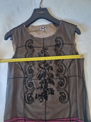 Vestido Adolfo Dominguez Marrón y Rosa