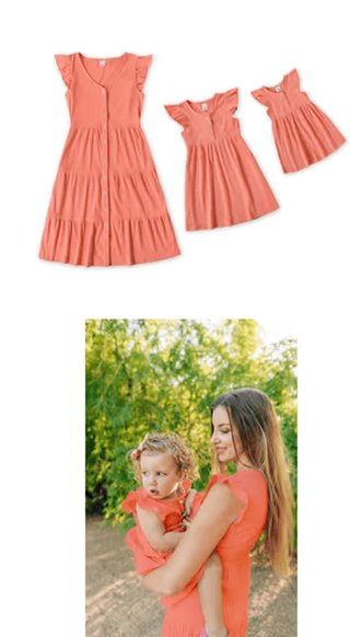 Vestido Madre e Hija Midi Coral