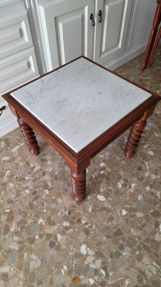 Mesa Auxiliar Vintage Madera y Mármol
