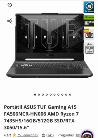 Portátil ASUS TUF Gaming A15
