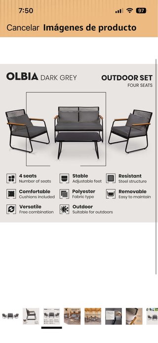 Conjunto Muebles Terraza: Sofá, Sillones y Mesa