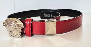 Cinturón Versace Piel Rojo Hebilla Medusa