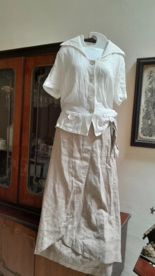 Completo gonna lino + blusa cotone/viscosa