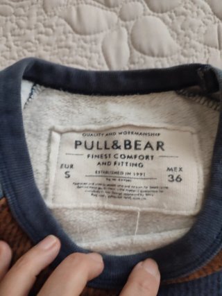 Sudadera Pull&Bear Algodón Azul y Marrón