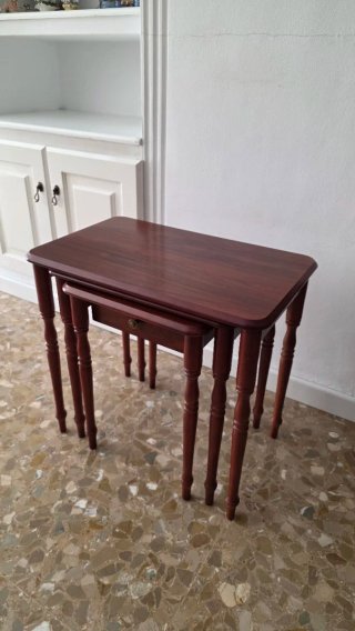 Juego 3 Mesas Nido Vintage Madera Cajón