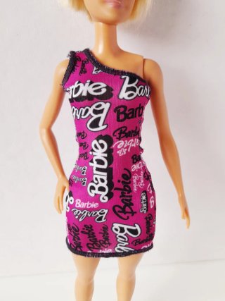 abito Barbie monospalla fucsia