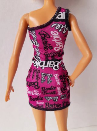 abito Barbie monospalla fucsia