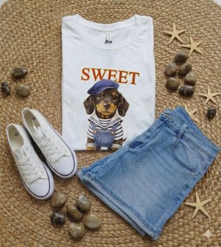 Camiseta con estampado de perro