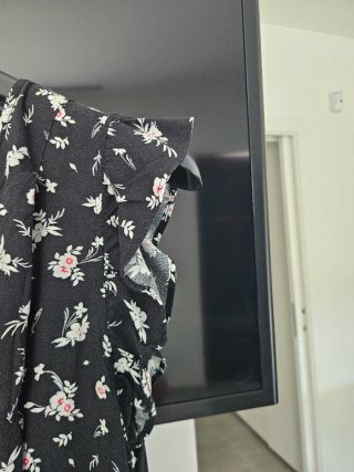 Vestito lungo donna nero con fiori