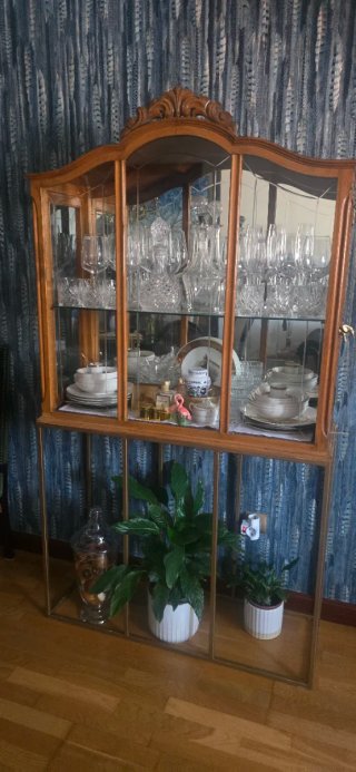 Vitrina de salón de madera y cristal