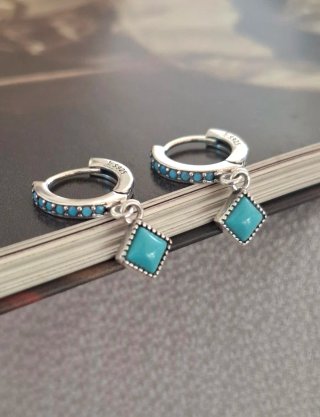 Pendientes Plata Ley Aro Turquesa