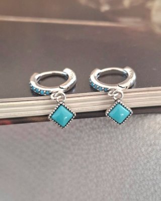 Pendientes Plata Ley Aro Turquesa
