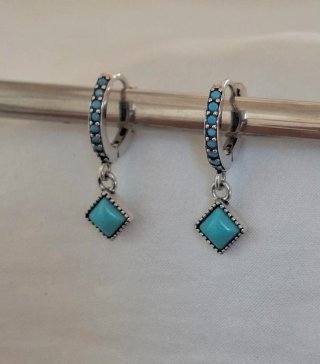 Pendientes Plata Ley Aro Turquesa