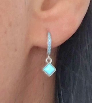 Pendientes Plata Ley Aro Turquesa