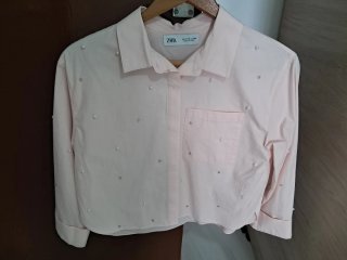 Camisa Zara rosa perlas talla 11 12 años niña