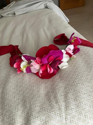 Cinturón de flores a juego vestido fucsia gasa 12