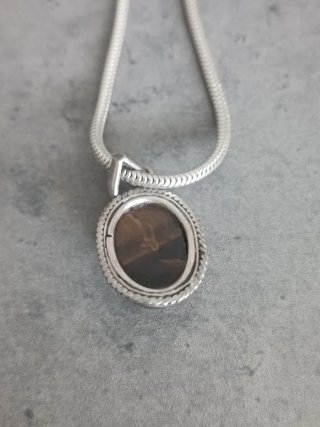 Collar Plata Ojo de Tigre Marrón