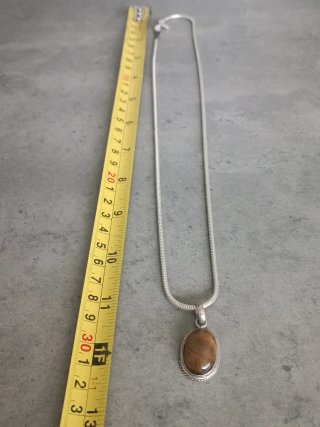 Collar Plata Ojo de Tigre Marrón