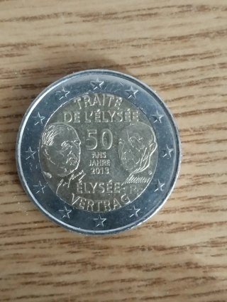 Moneda 2€ Tratado del Elíseo Francia-Alemania 2013