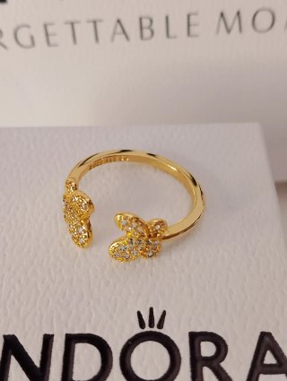 Anillo Pandora Mariposas chapado oro 14k