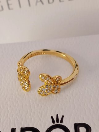 Anillo Pandora Mariposas chapado oro 14k