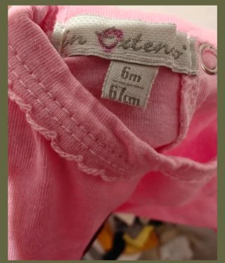 Camiseta bebé rosa bordada