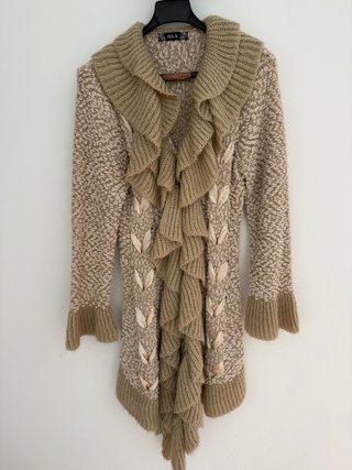 Chaqueta de punto étnica con flecos