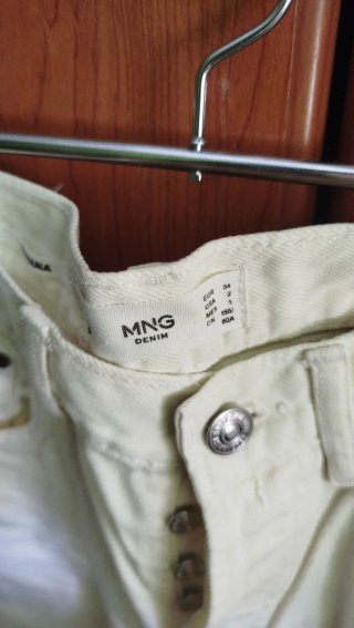 Pantalón Mango Recto Beige Talla XS