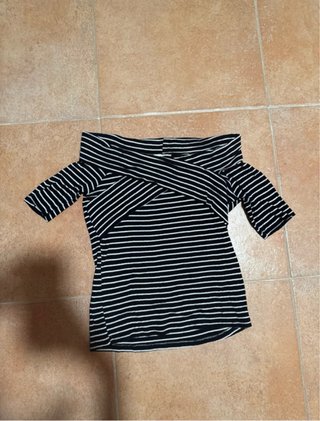 Camiseta manga corta rayas cruzada