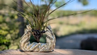 Soporte de cerámica artesanal para planta aire