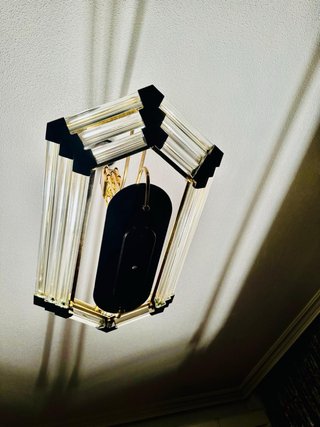 Lámpara Techo Dorada Cristal Negra