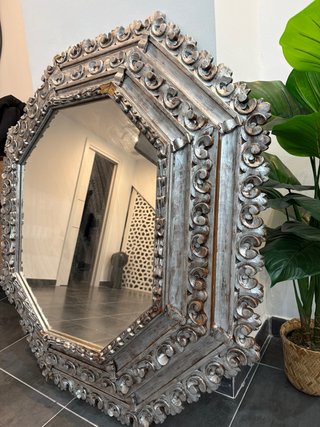 Espejo (110cm) Barroco Plata Madera 70s
