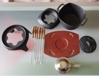 Set Fondue Hierro Forjado Madera