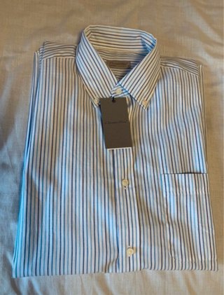 Camisa Eumidio Tucci Talla M Rayas Azul Blanco