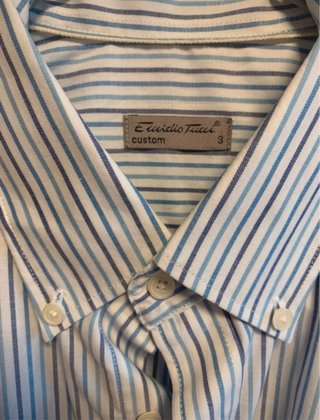 Camisa Eumidio Tucci Talla M Rayas Azul Blanco