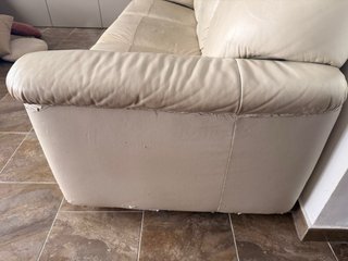 Sofá de piel beige 2,20m