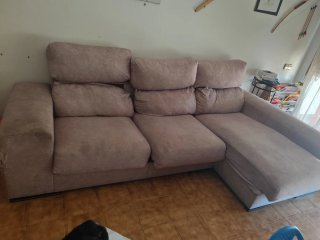 Sofá Chaiselongue Beige Tela