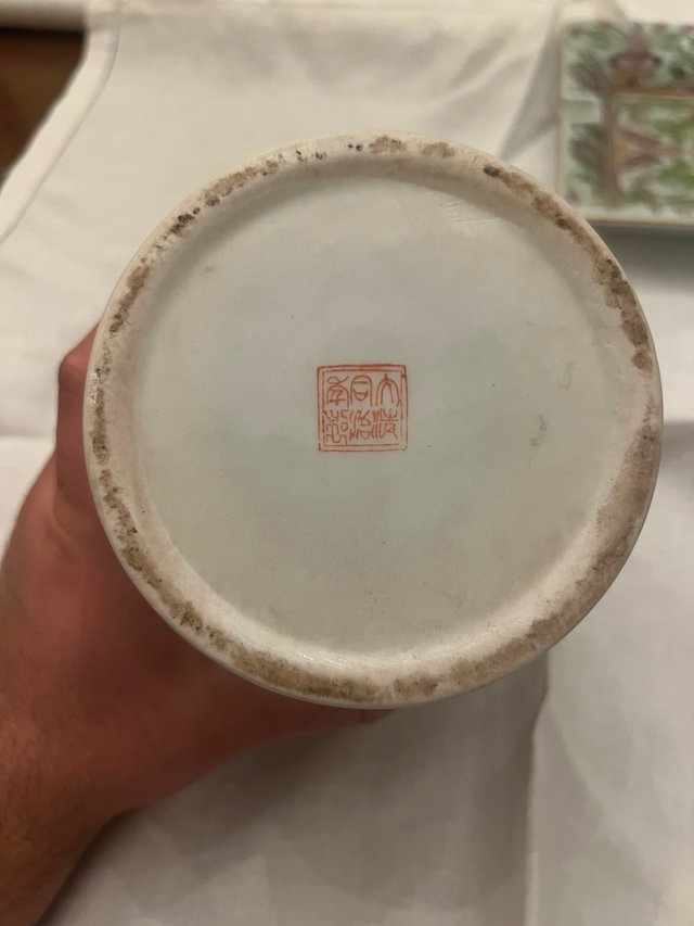 Bote té porcelana china pintado a mano