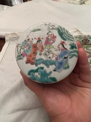 Bote té porcelana china pintado a mano