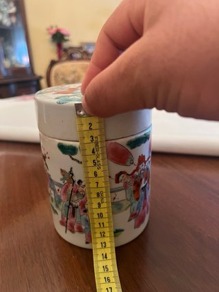 Bote té porcelana china pintado a mano