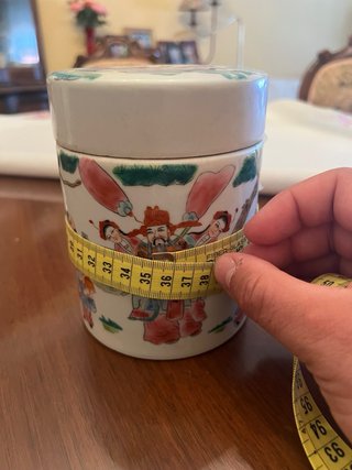 Bote té porcelana china pintado a mano